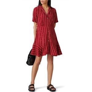 Scotch & Soda Allover Summer Shirtdress Red Black Chevron Retro Designer Mini XS